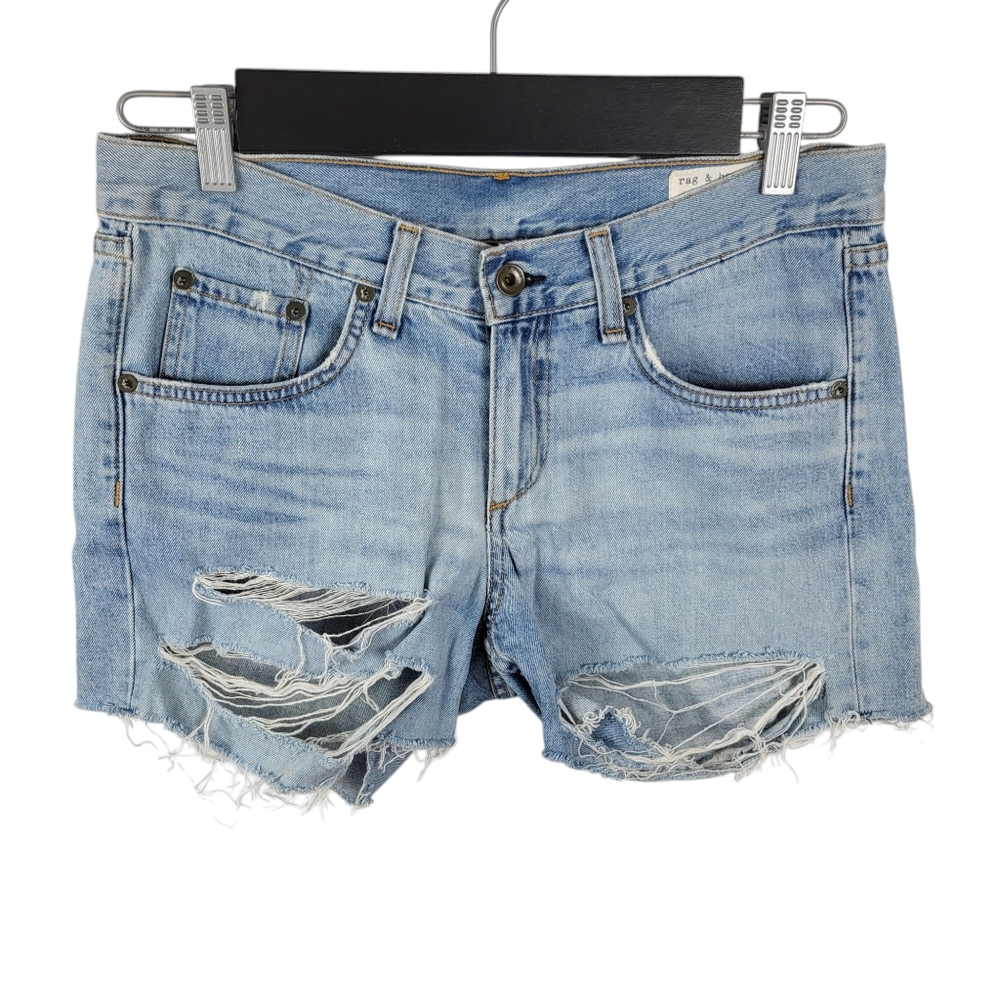 rag & bone jean Women's Distressed Shorts Denim Boyfriend Rye Size 25